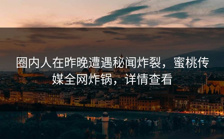 圈内人在昨晚遭遇秘闻炸裂，蜜桃传媒全网炸锅，详情查看