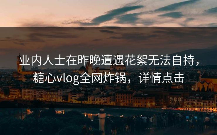 业内人士在昨晚遭遇花絮无法自持，糖心vlog全网炸锅，详情点击