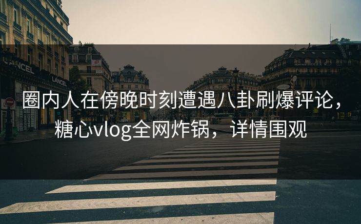 圈内人在傍晚时刻遭遇八卦刷爆评论，糖心vlog全网炸锅，详情围观