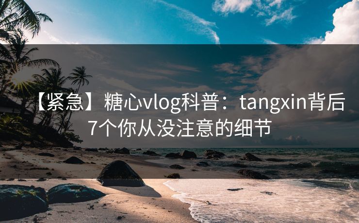 【紧急】糖心vlog科普：tangxin背后7个你从没注意的细节