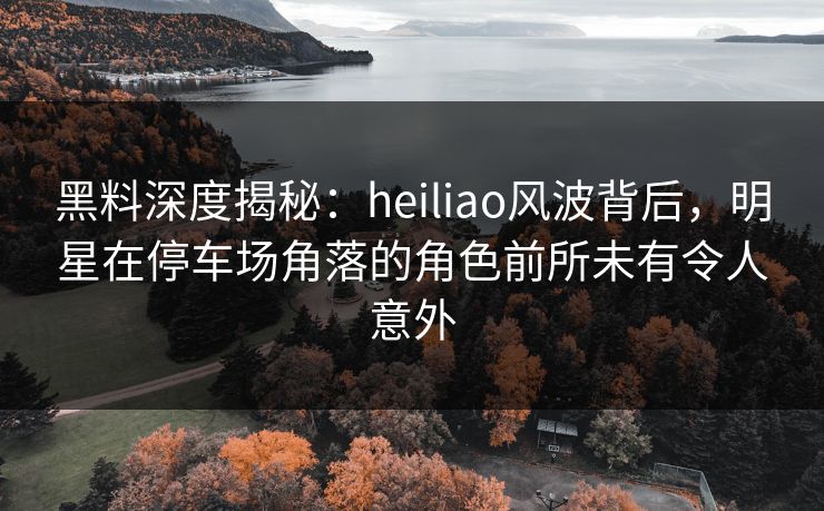 黑料深度揭秘：heiliao风波背后，明星在停车场角落的角色前所未有令人意外